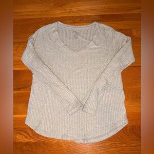 American Eagle Soft & Sexy Ribbed Long Sleeve V-Neck Top – Seafoam – Size L